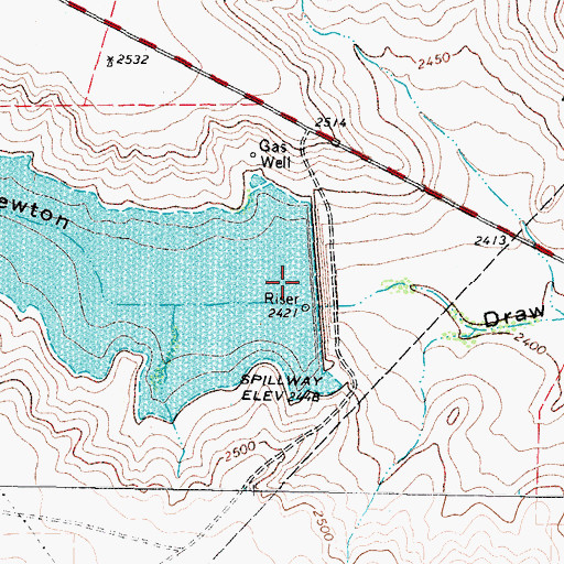 Topographic Map of Soil Conservation Service Site 6 Reservoir, TX
