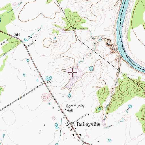 Topographic Map of Burns Lake, TX