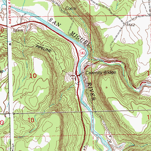 Topographic Map of Calamity Bridge, CO