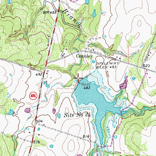 Topographic Map of Soil Conservation Service Site 24 Dam, TX