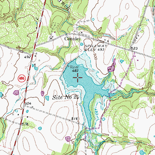 Topographic Map of Soil Conservation Service Site 24 Reservoir, TX
