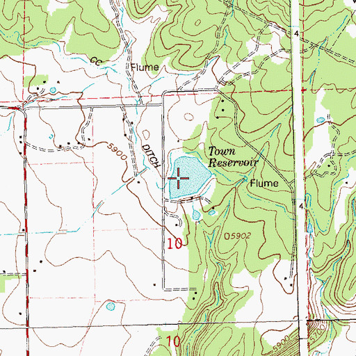 Topographic Map of Town Reservoir, CO