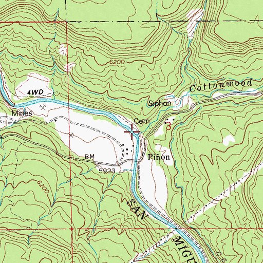 Topographic Map of Cottonwood Creek, CO