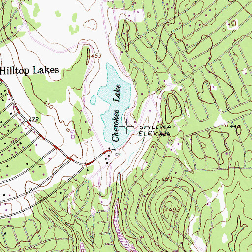 Topographic Map of Cherokee Lake Dam, TX