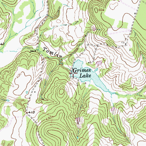 Topographic Map of Grimes Lake Dam, TX