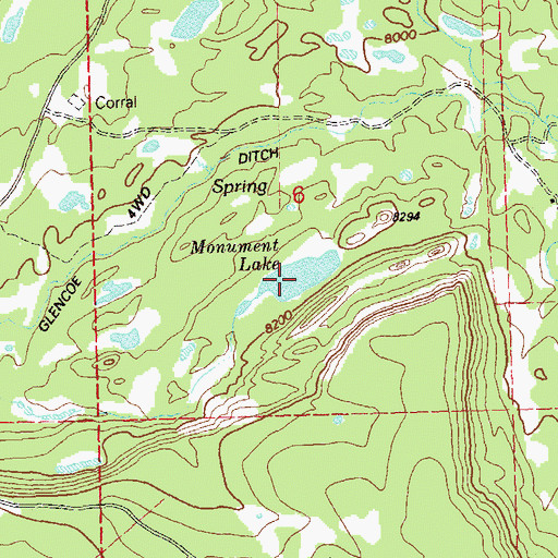 Topographic Map of Monument Lake, CO