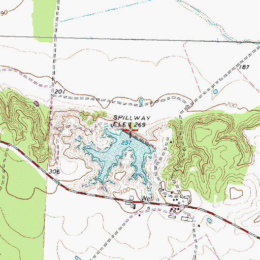 Topographic Map of Rex C Cauble Lake Dam, TX