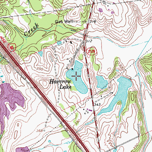 Topographic Map of Harcrow Lake, TX