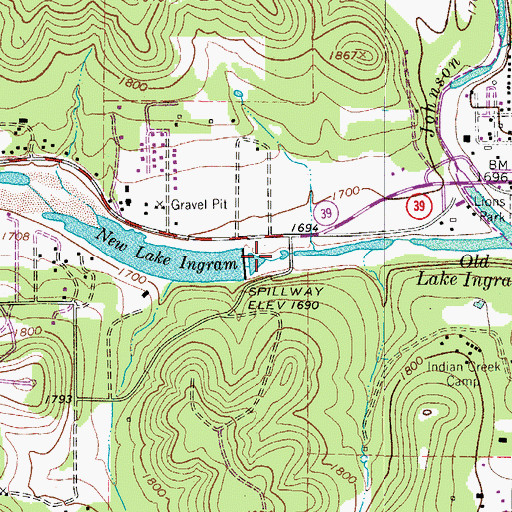 Topographic Map of Ingram Lake Dam, TX
