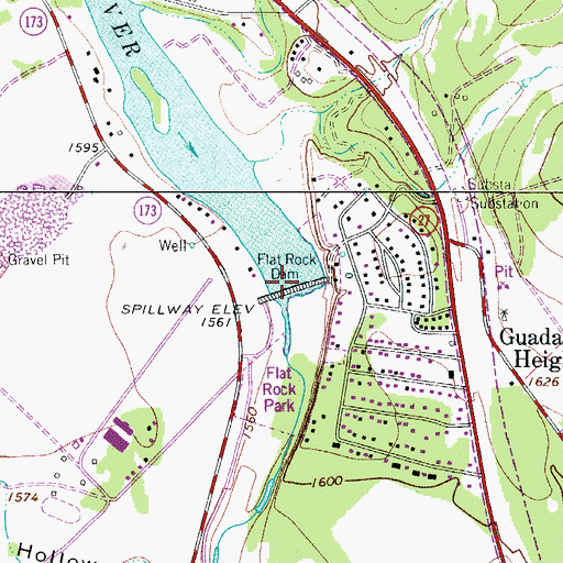 Topographic Map of Kerrville Lake Dam, TX