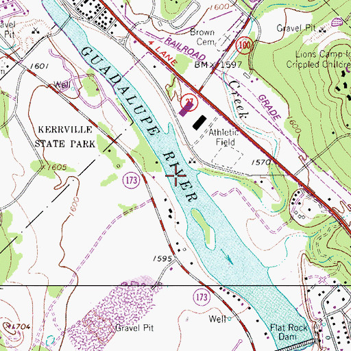 Topographic Map of Kerrville Lake, TX