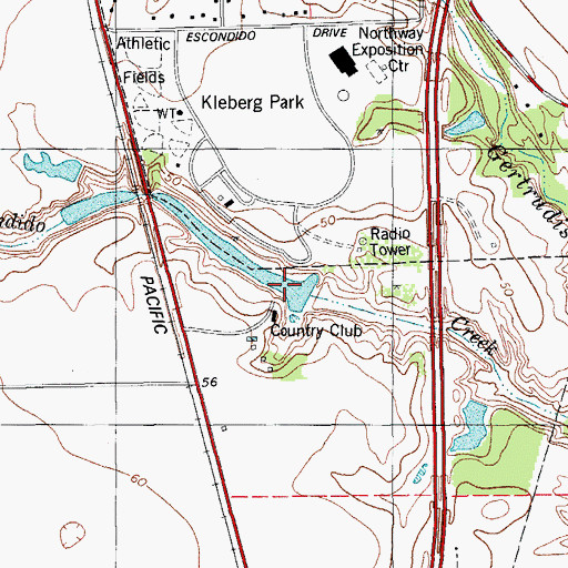 Topographic Map of Dick Kleberg Park Dam, TX