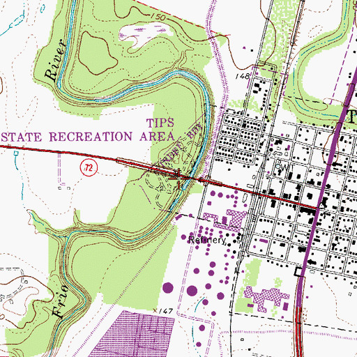 Topographic Map of Three Rivers Dam, TX