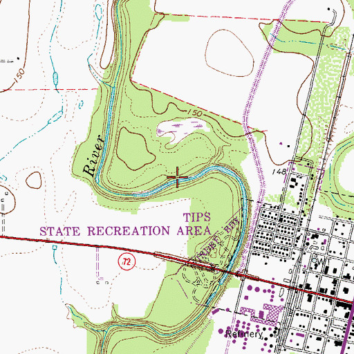 Topographic Map of Three Rivers Lake, TX
