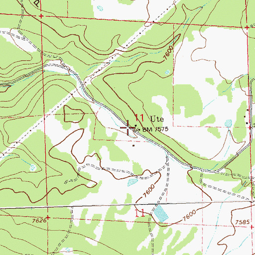 Topographic Map of Ute, CO