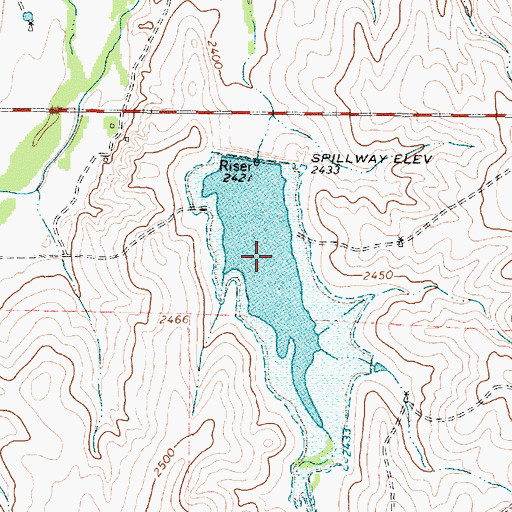 Topographic Map of Soil Conservation Service Site 25 Reservoir, TX