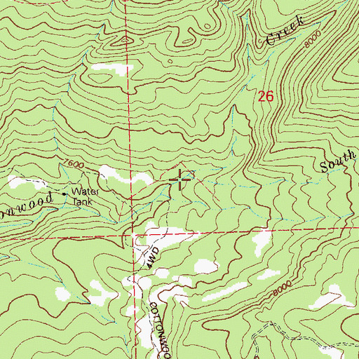Topographic Map of South Fork Cottonwood Creek, CO