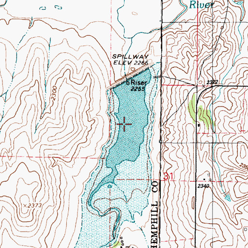 Topographic Map of Soil Conservation Service Site 32 Reservoir, TX