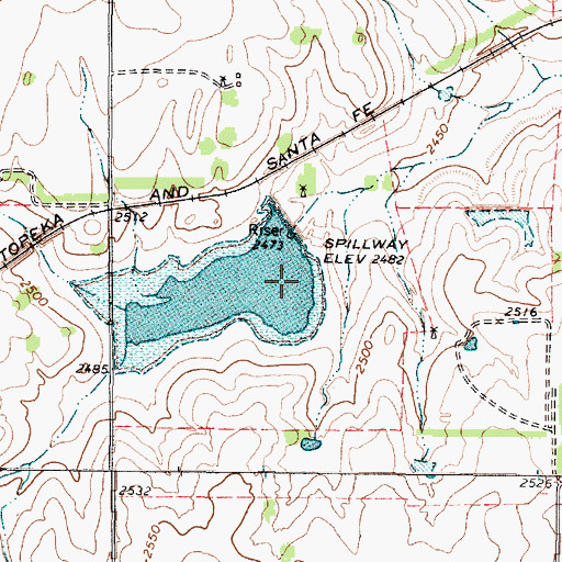 Topographic Map of Soil Conservation Service Site 45 Reservoir, TX