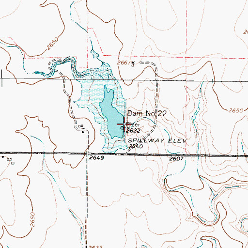Topographic Map of Soil Conservation Service Site 22 Dam, TX