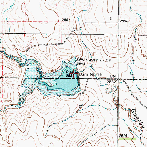 Topographic Map of Soil Conservation Service Site 16 Dam, TX