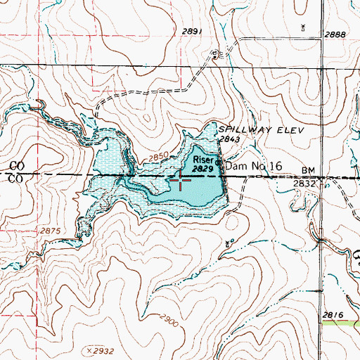 Topographic Map of Soil Conservation Service Site 16 Reservoir, TX