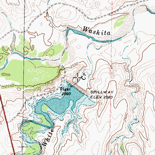 Topographic Map of Soil Conservation Service Site 8 Reservoir, TX