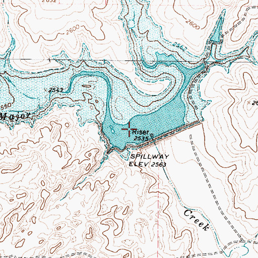 Topographic Map of Soil Conservation Service Site 9 Reservoir, TX