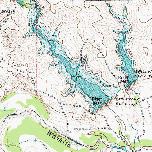 Topographic Map of Soil Conservation Service Site 11 Reservoir, TX