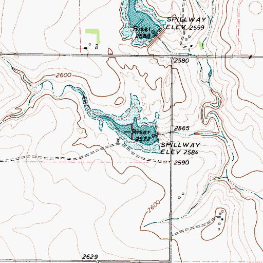 Topographic Map of Soil Conservation Service Site 23b Reservoir, TX