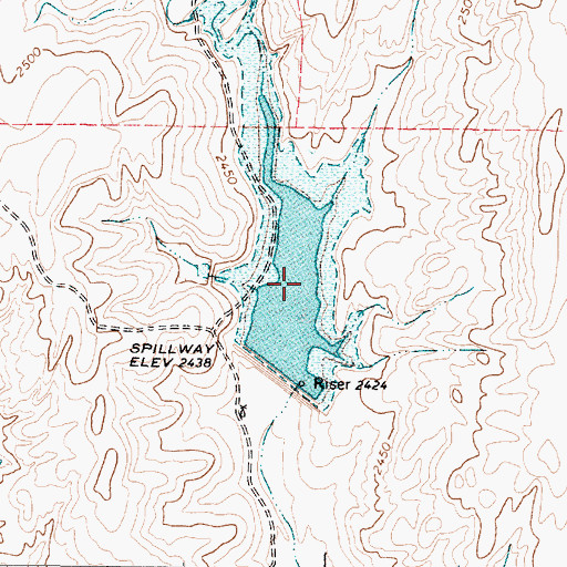 Topographic Map of Soil Conservation Service Site 15a Reservoir, TX