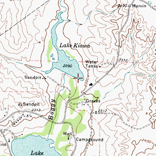 Topographic Map of M K Brown Reservoir Dam, TX