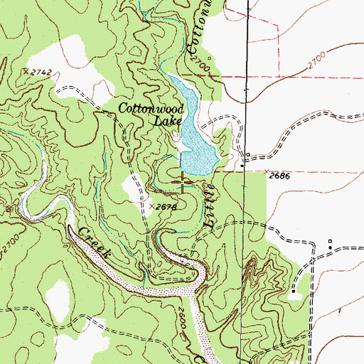 Topographic Map of Cottonwood Dam, TX