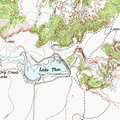 Topographic Map of Lake Theo Dam, TX
