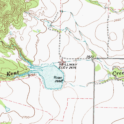 Topographic Map of Soil Conservation Service Site 1 Reservoir, TX