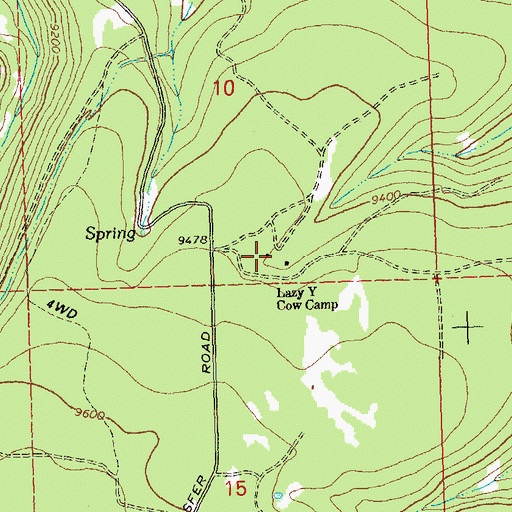 Topographic Map of Lazy Y Cow Camp, CO