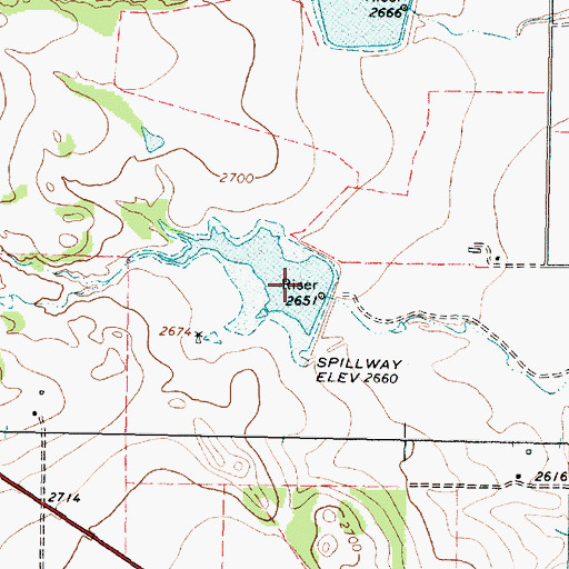 Topographic Map of Soil Conservation Service Site 2 Reservoir, TX