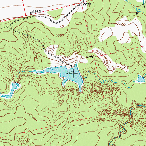 Topographic Map of Davenport Lake Dam, TX