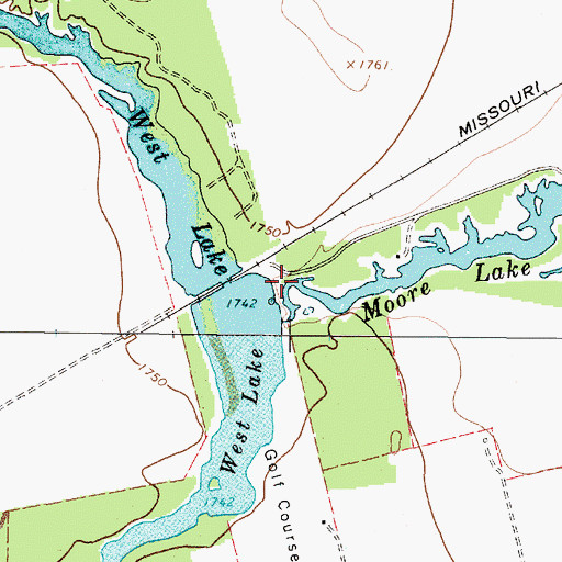 Topographic Map of Moores West Lake Dam, TX