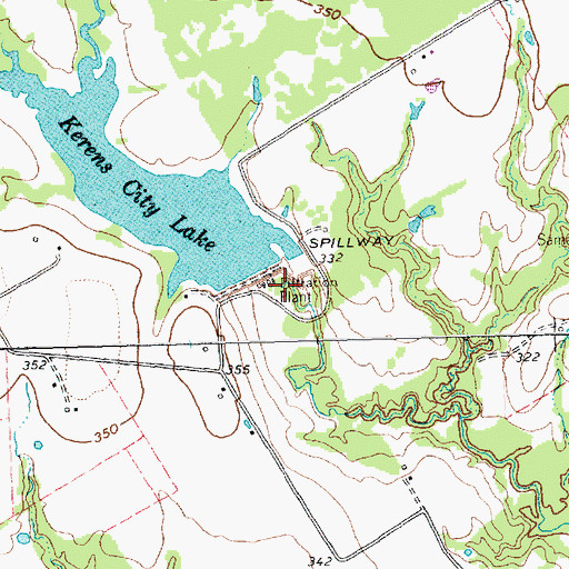 Topographic Map of Kerens City Lake Dam, TX