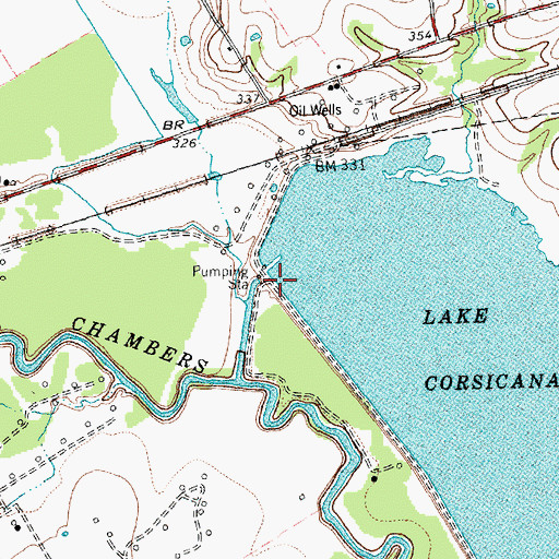 Topographic Map of Lake Corsicana Dam, TX
