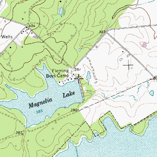 Topographic Map of Magnolia Lake Dam, TX