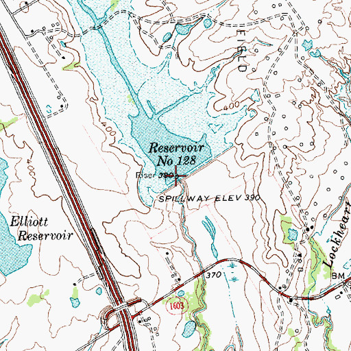 Topographic Map of Soil Conservation Service Site 128 Reservoir, TX