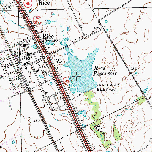 Topographic Map of Rice Lake Dam, TX