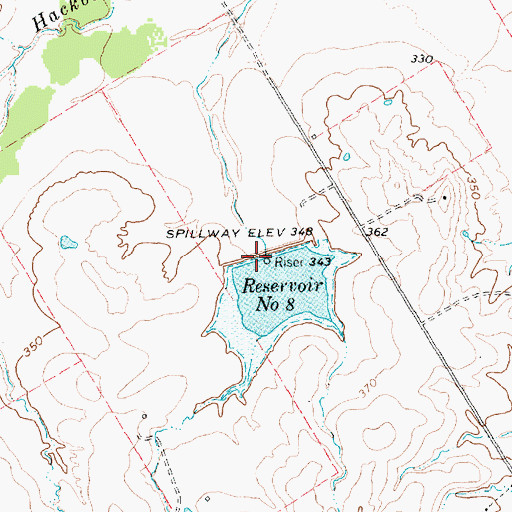 Topographic Map of Soil Conservation Service Site 8 Dam, TX