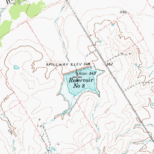 Topographic Map of Reservoir Number Eight, TX
