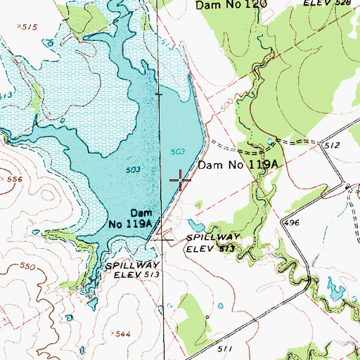 Topographic Map of Soil Conservation Service Site 119a Dam, TX