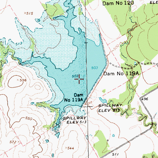Topographic Map of Soil Conservation Service Site 119a Reservoir, TX