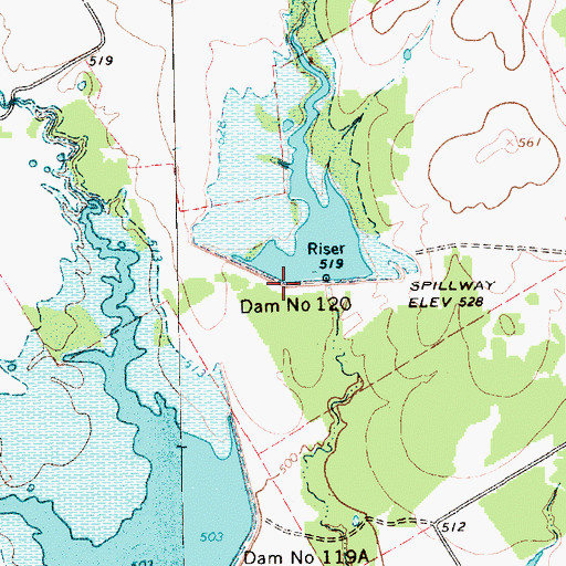 Topographic Map of Soil Conservation Service Site 120 Dam, TX
