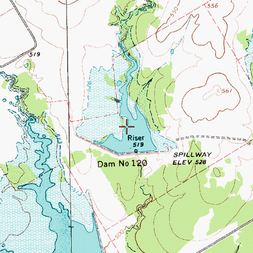 Topographic Map of Soil Conservation Service Site 120 Reservoir, TX